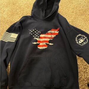 Navy Hooded Sweatshirt with Eagle Graphic